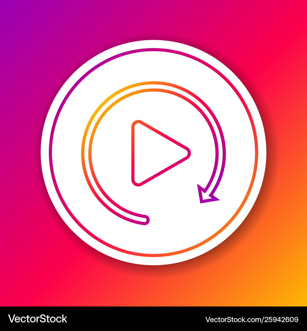Color video play button like simple replay line vector image