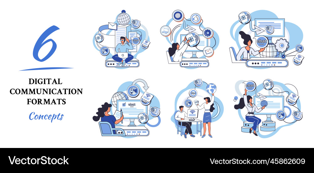 Digital communication formats metaphor content vector image