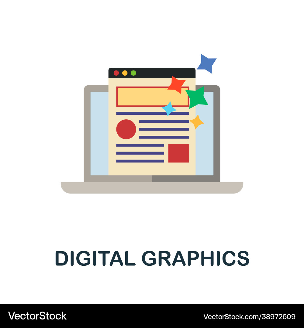 Digital graphics flat icon colored sign from Digital graphics flat icon colored sign from Vector Image