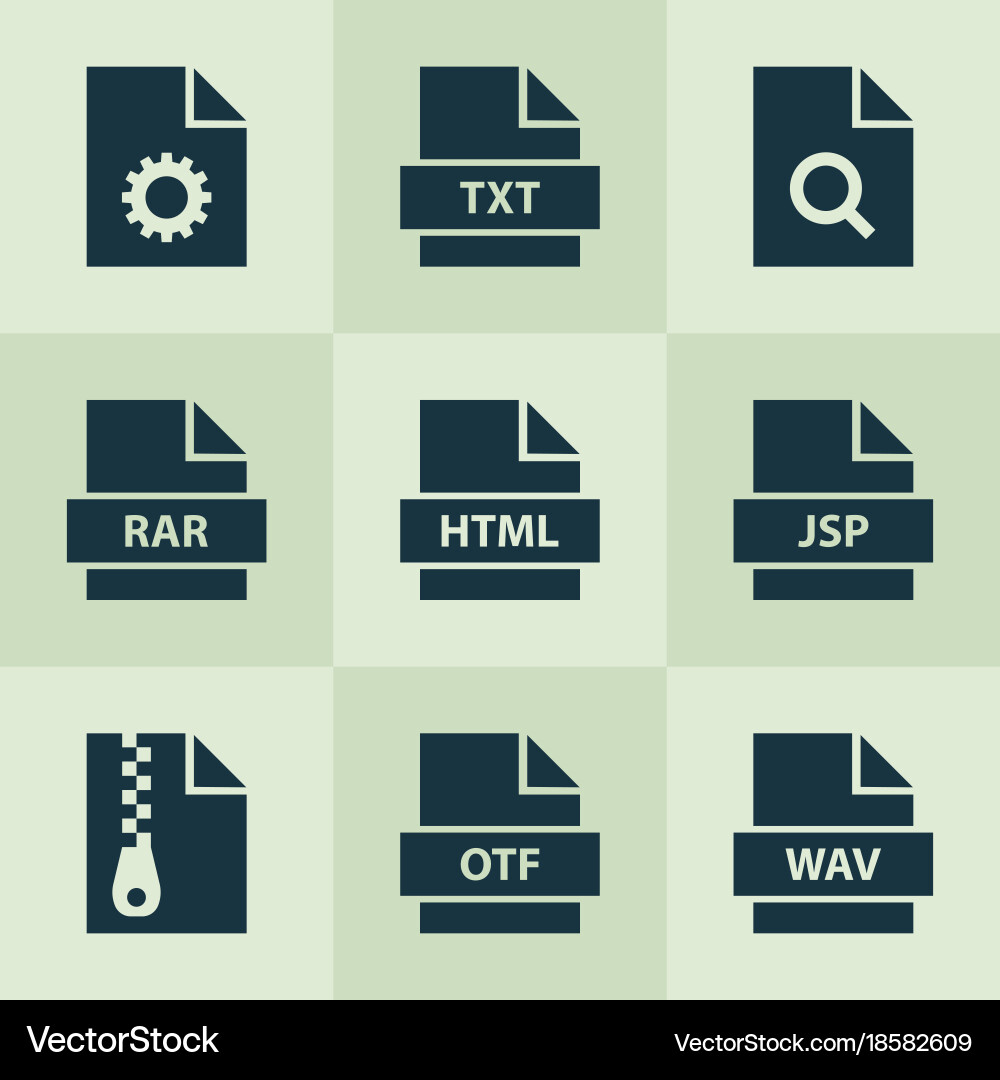 Document icons set includes such as storage vector image