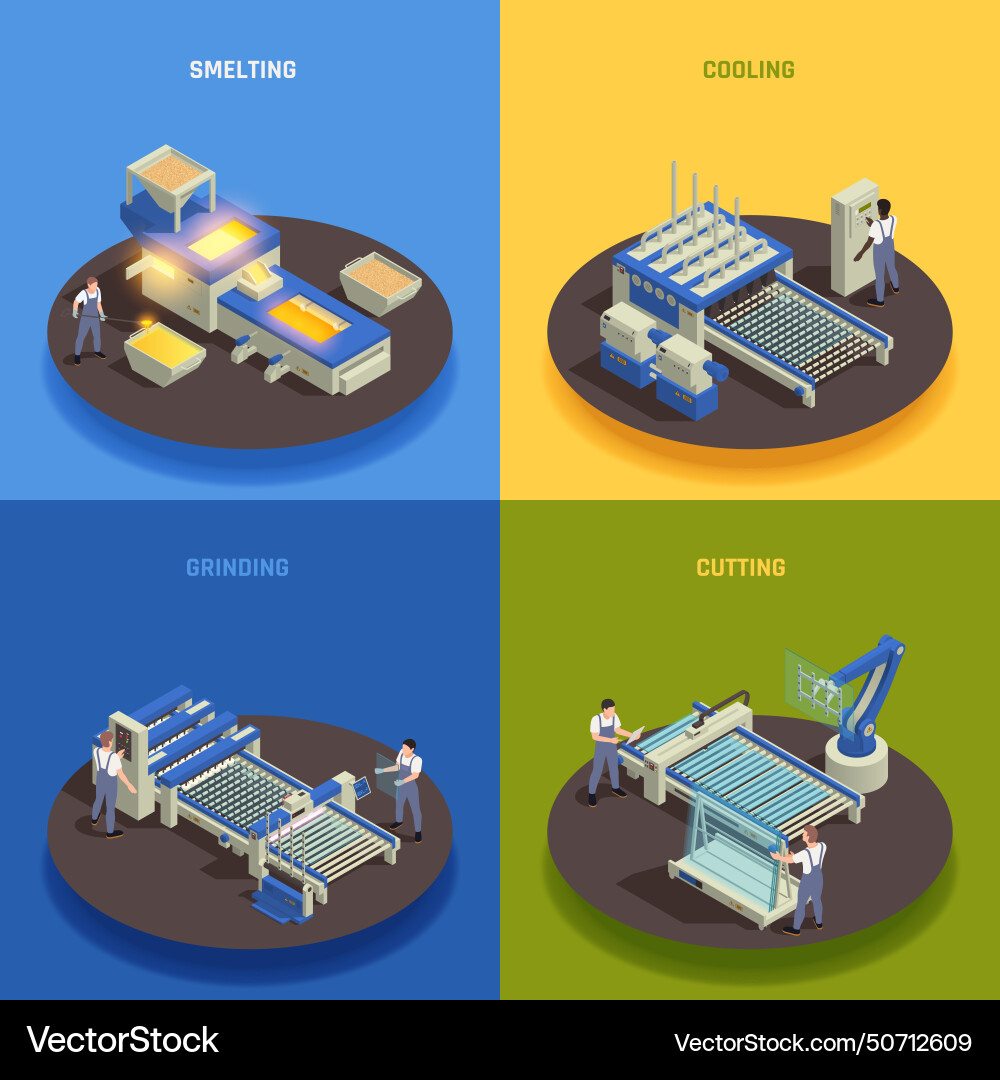 Glass production isometric concept Glass production isometric concept vector image