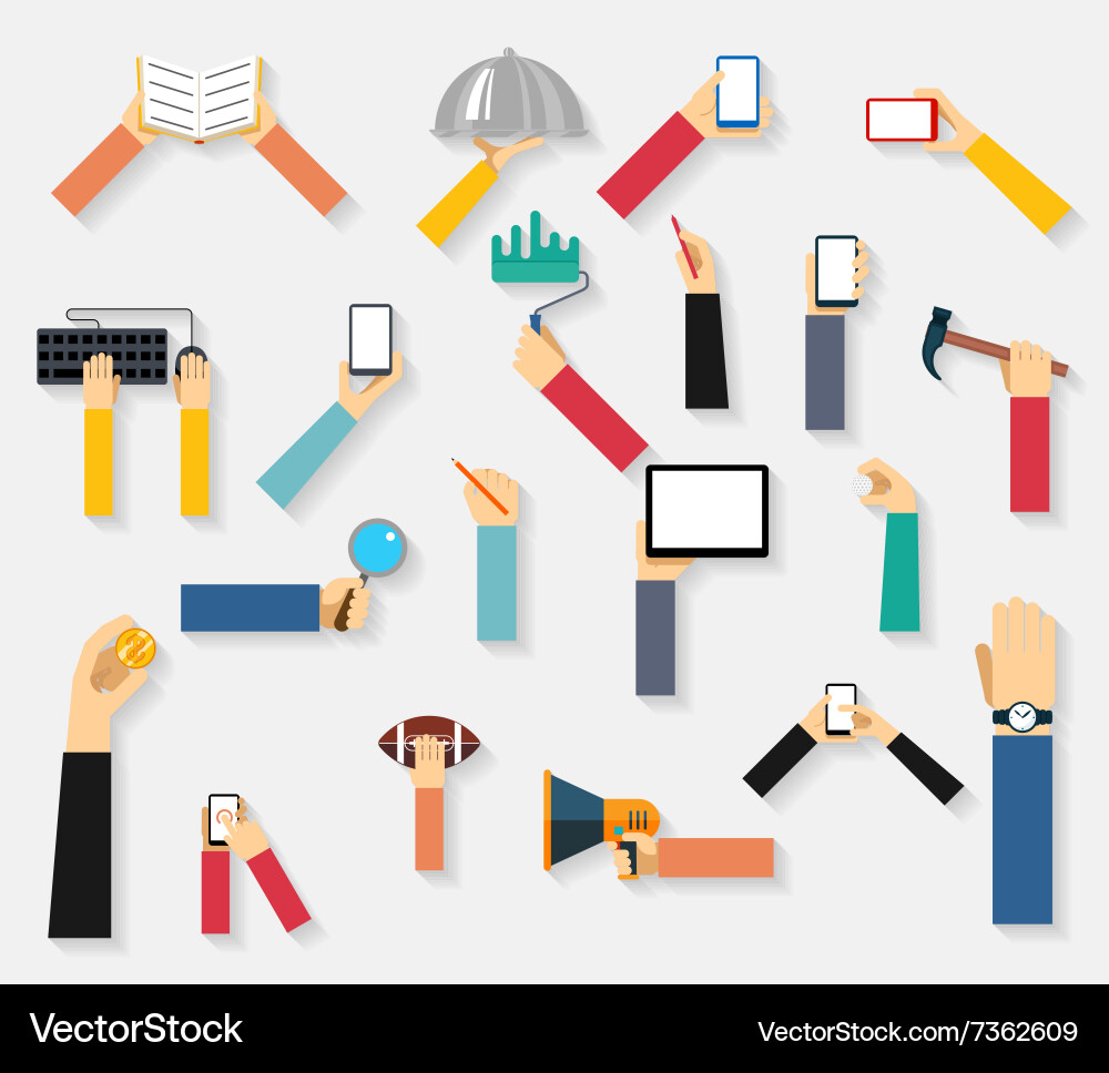Hands holding objects vector image