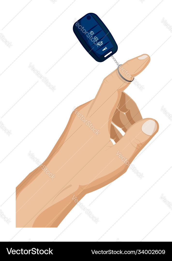Man hand twists a folding car key with remote vector image