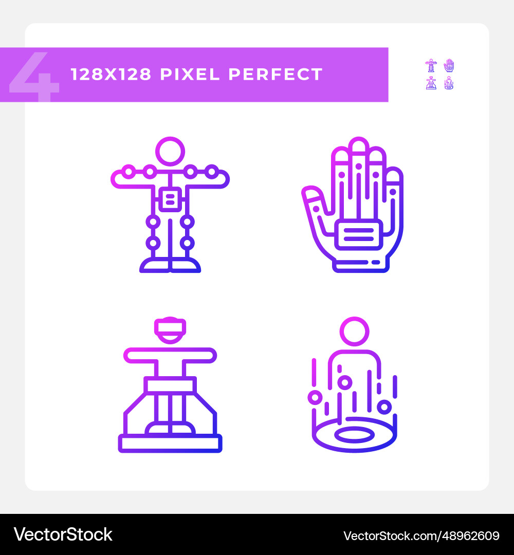 Pixel perfect gradient simple icons set Pixel perfect gradient simple icons set vector image