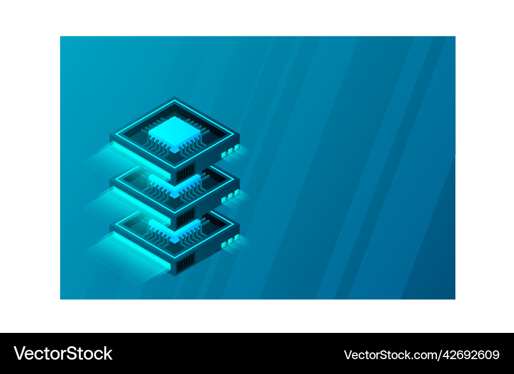 Quantum Computer große Datenverarbeitung Server Vektorbild