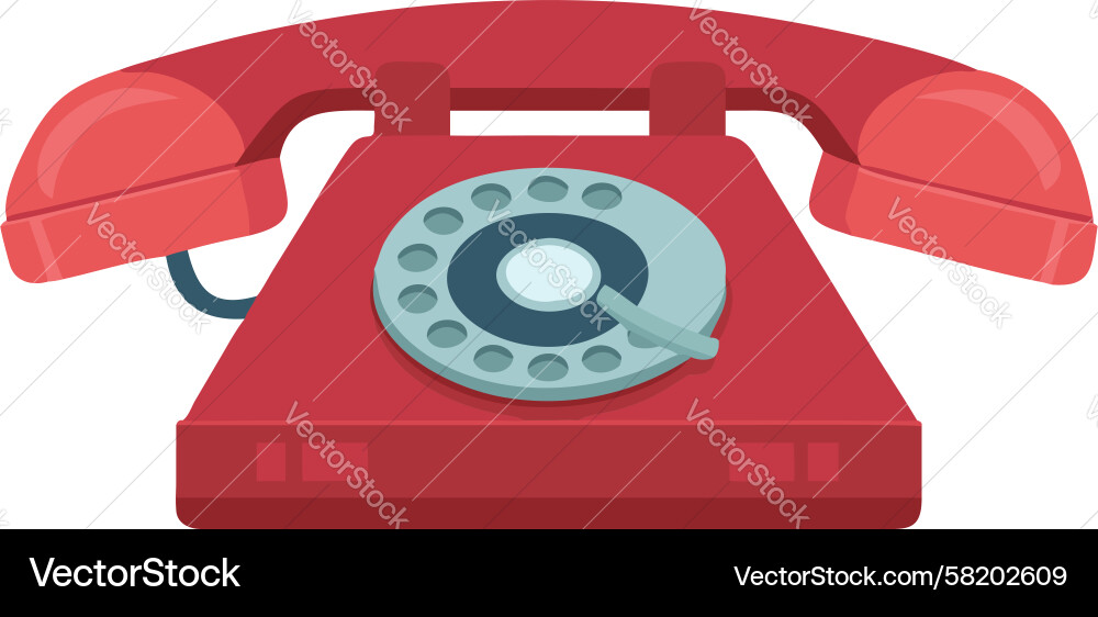 Retro red push button phone design generative ai Vector Image