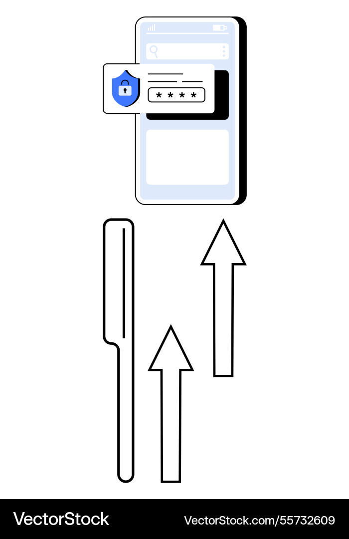Secure mobile login with strong password Vector Image