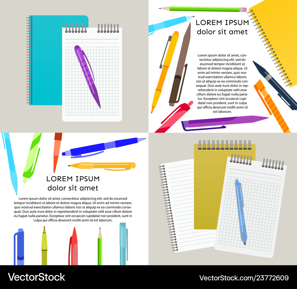 Set of four with notebooks Set of four with notebooks vector image