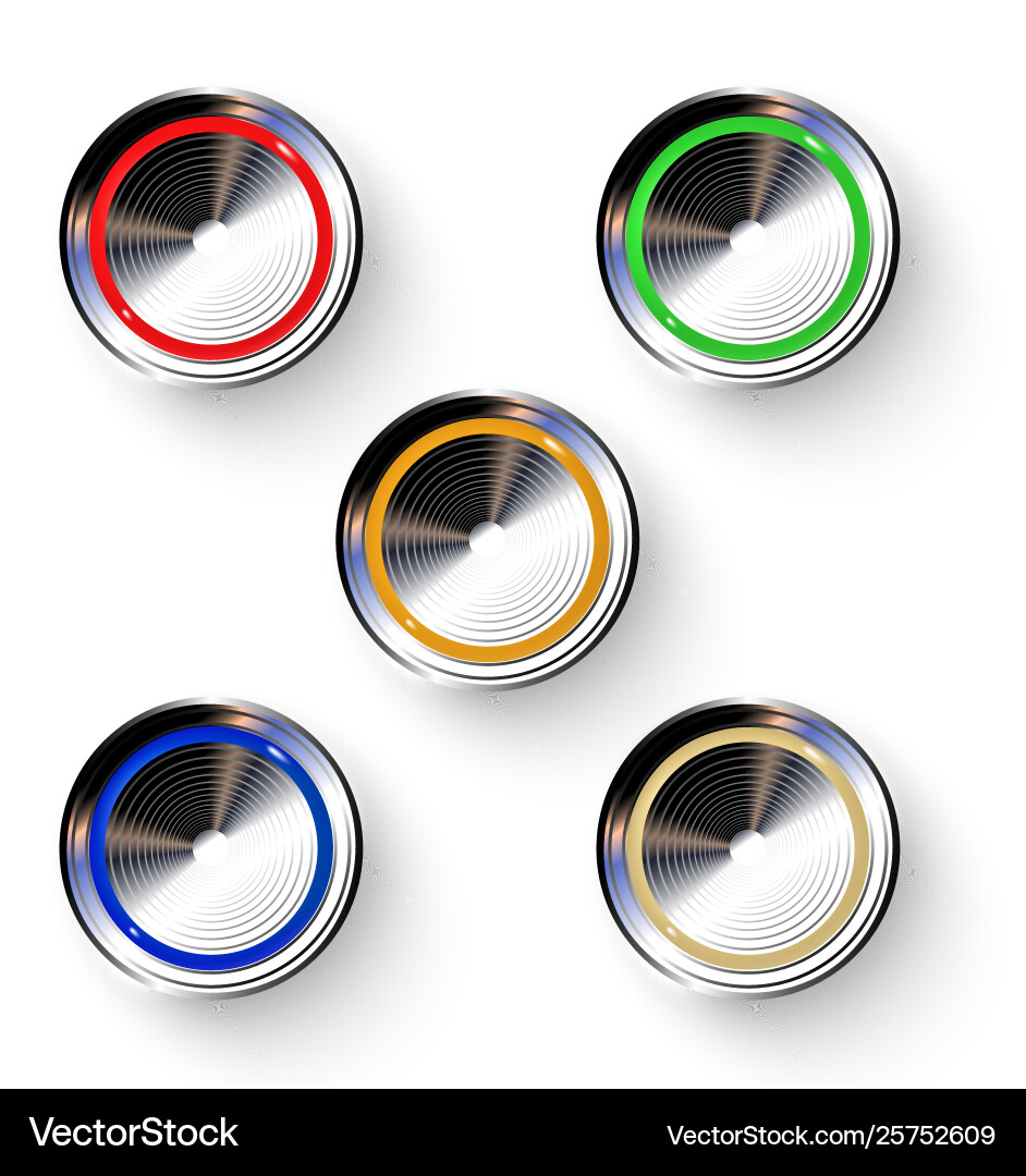 Set realistic colored buttons Vector Image