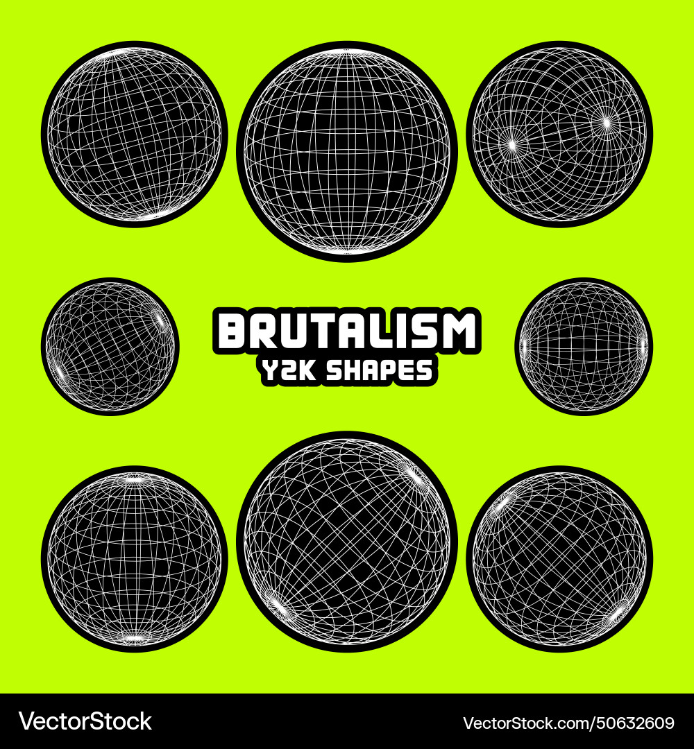 Wireframe shapes lined sphere perspective mesh Wireframe shapes lined sphere perspective mesh vector image