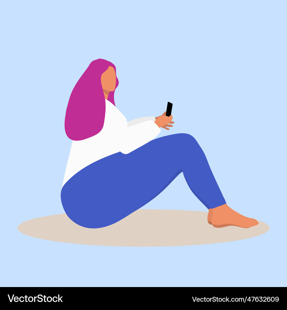 Young woman sitting with phone Young woman sitting with phone vector image