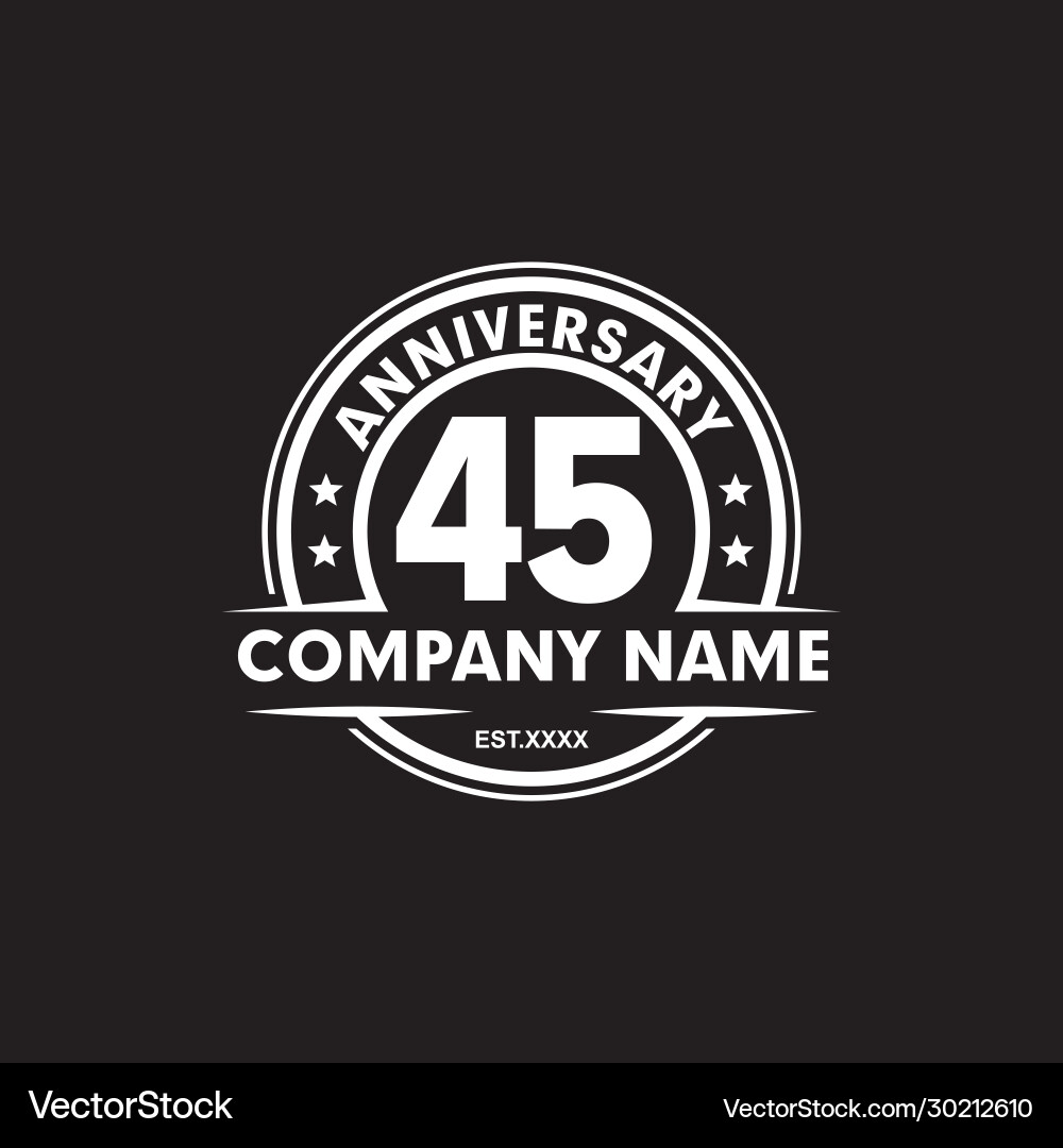 45th Anniversary Emblem Logo Vector Image