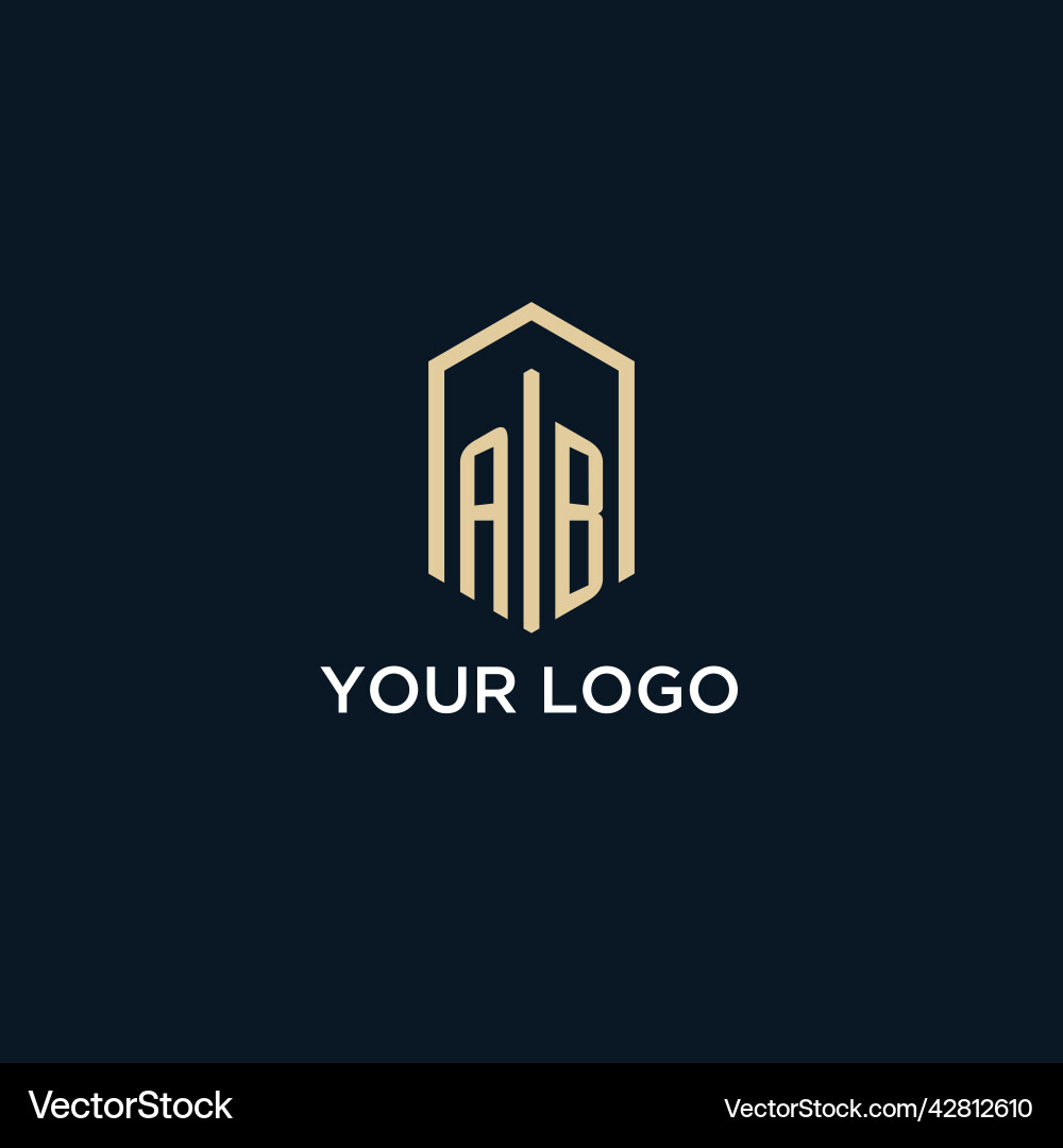 Ab erstes Monogramm Logo mit hexagonaler Form Ab erstes Monogramm Logo mit hexagonaler Form vektorbild