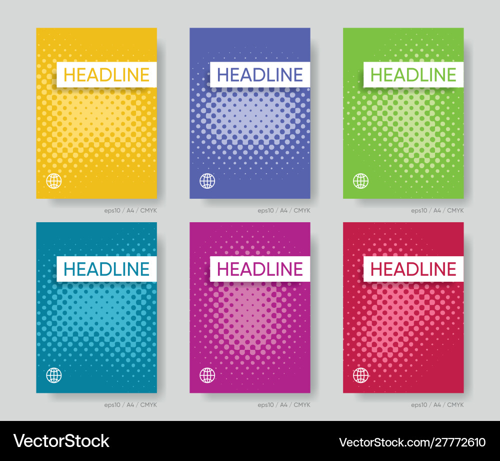 Abstract halftone cover design template set vector image