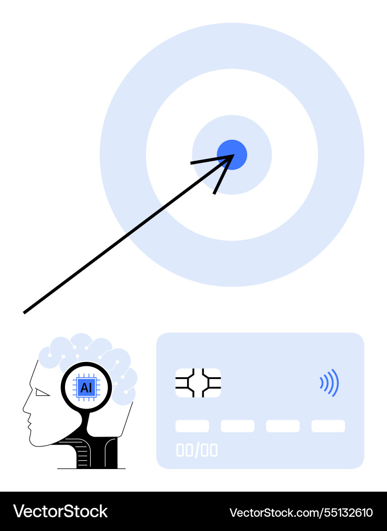 Ai-driven precision target brain technology Ai-driven precision target brain technology vector image