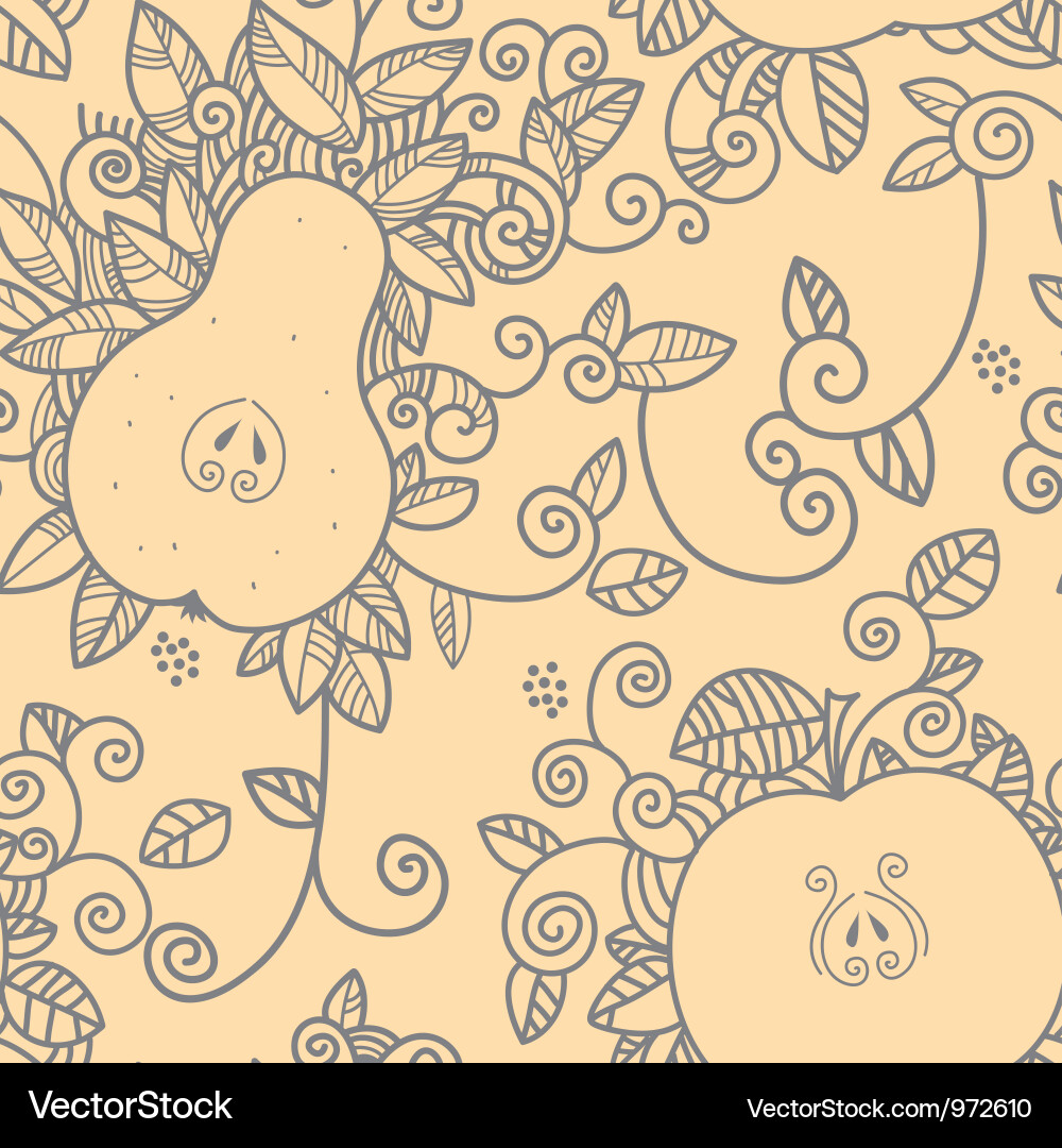 Apple & Pear Seamless Pattern vector image