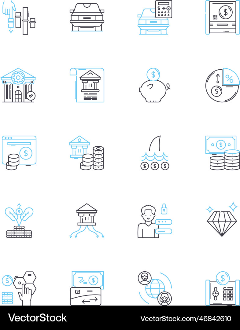 Automated deposit linear icons set digital vector image