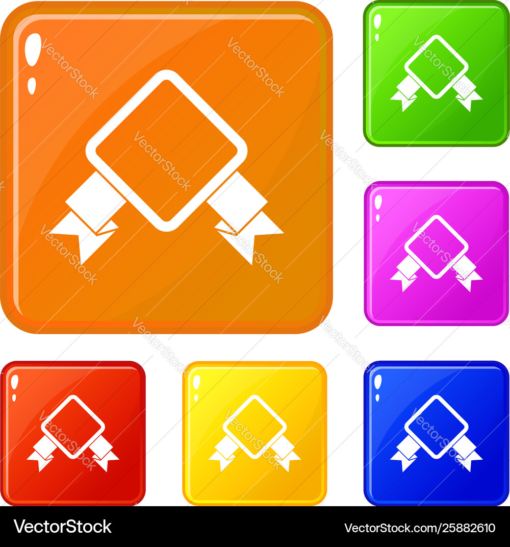 Badge with ribbon icons set color Badge with ribbon icons set color vector image