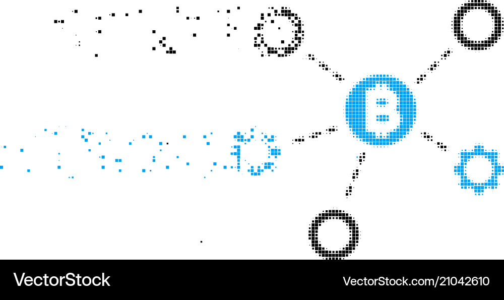 Bitcoin network nodes dissolved pixel icon Bitcoin network nodes dissolved pixel icon vector image