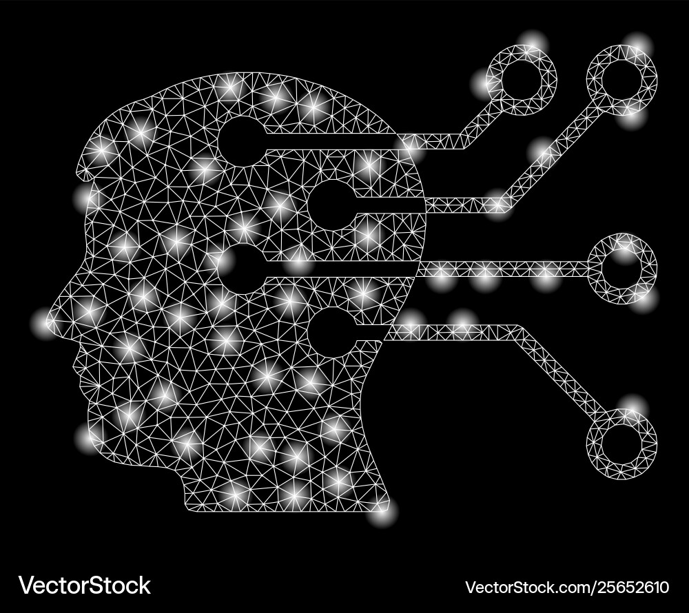 Bright mesh 2d brain interface circuit with flash vector image