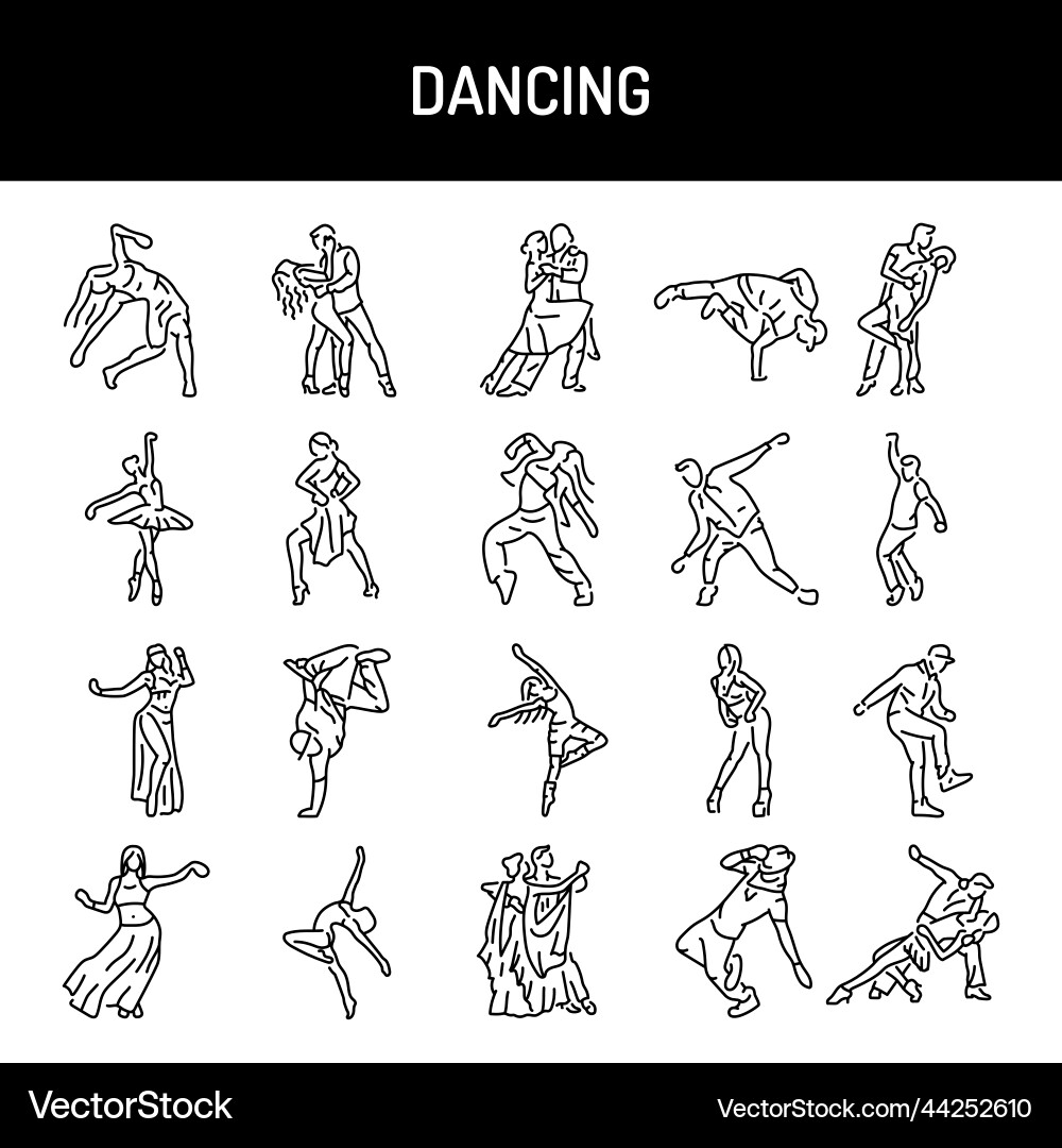 Dancing color line icons set pictograms for web Dancing color line icons set pictograms for web vector image