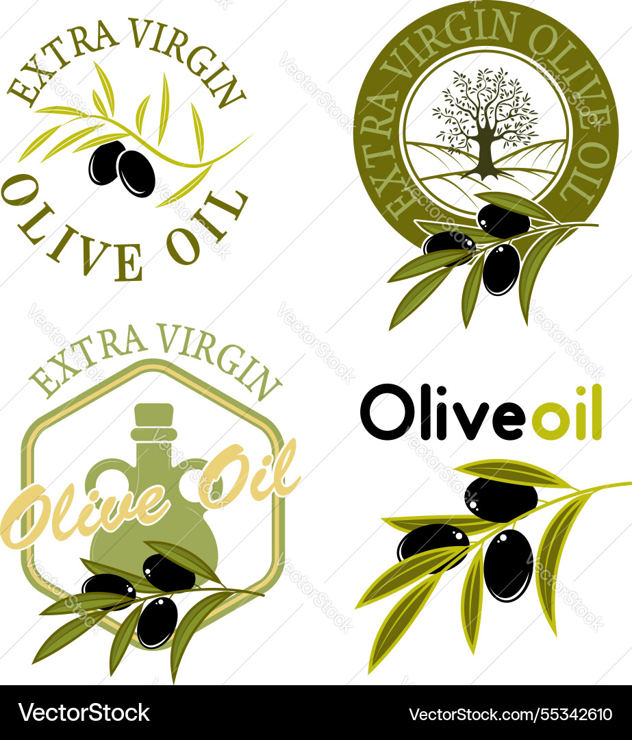 Extra Virgin Olive Oil Labels Design Element Vector Image
