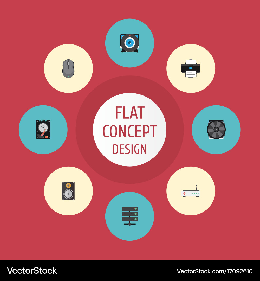 Flat icons web cam hard disk amplifier and other vector image