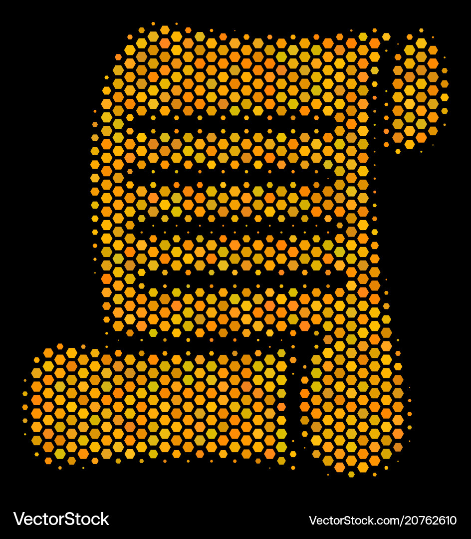 Hexagon halftone script roll icon vector image