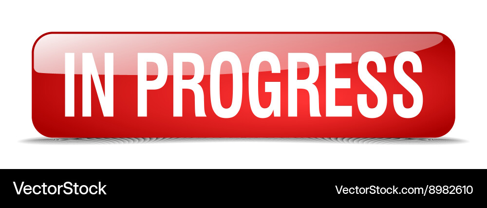 In progress red square 3d realistic isolated web In progress red square 3d realistic isolated web vector image