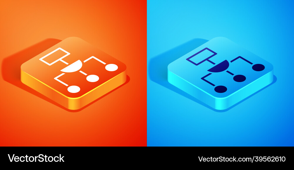 Isometric algorithm icon isolated on orange Isometric algorithm icon isolated on orange vector image