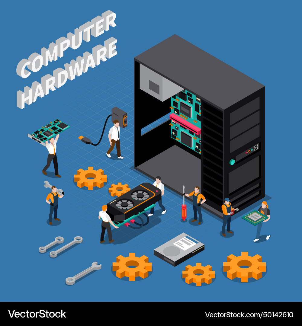 It engineer isometric composition It engineer isometric composition vector image