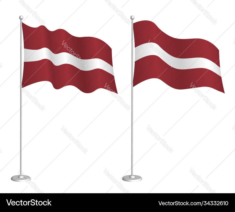 Latvian Flag on Flagpole Vector Image