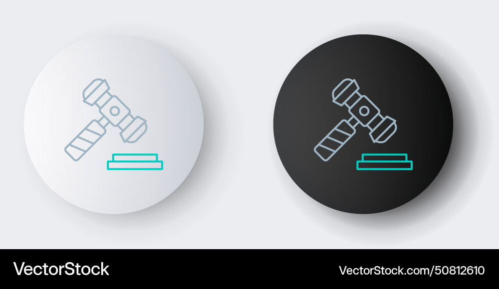 Line judge gavel icon isolated on grey background Line judge gavel icon isolated on grey background vector image