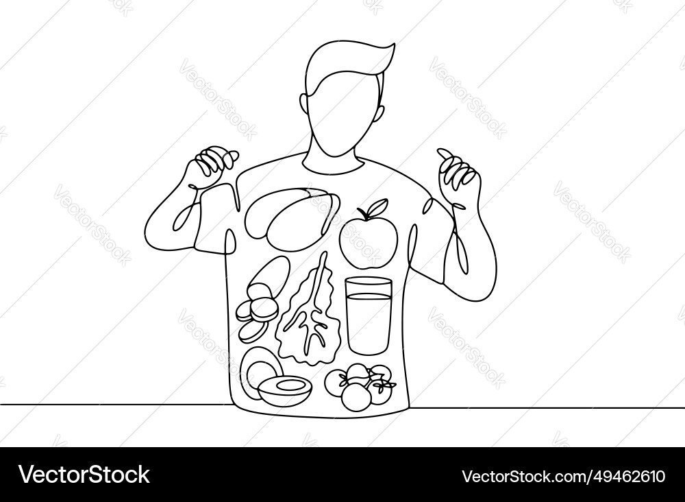 Man fasting day one line Man fasting day one line Vector Image