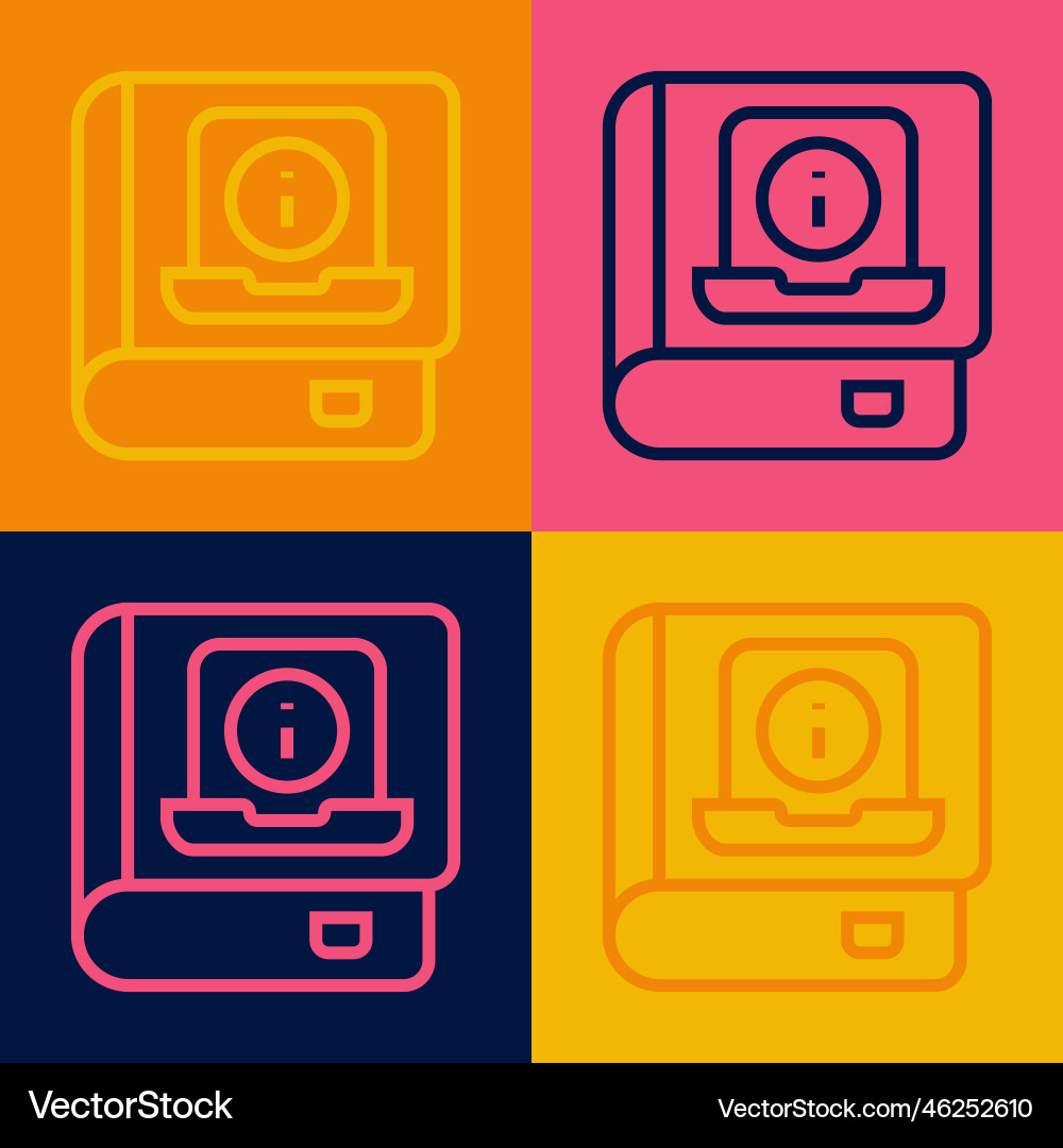 Pop art line user manual icon isolated on color Pop art line user manual icon isolated on color Vector Image