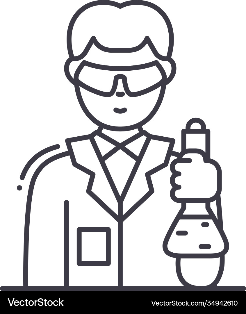 Scientist in lab icon linear isolated Scientist in lab icon linear isolated vector image