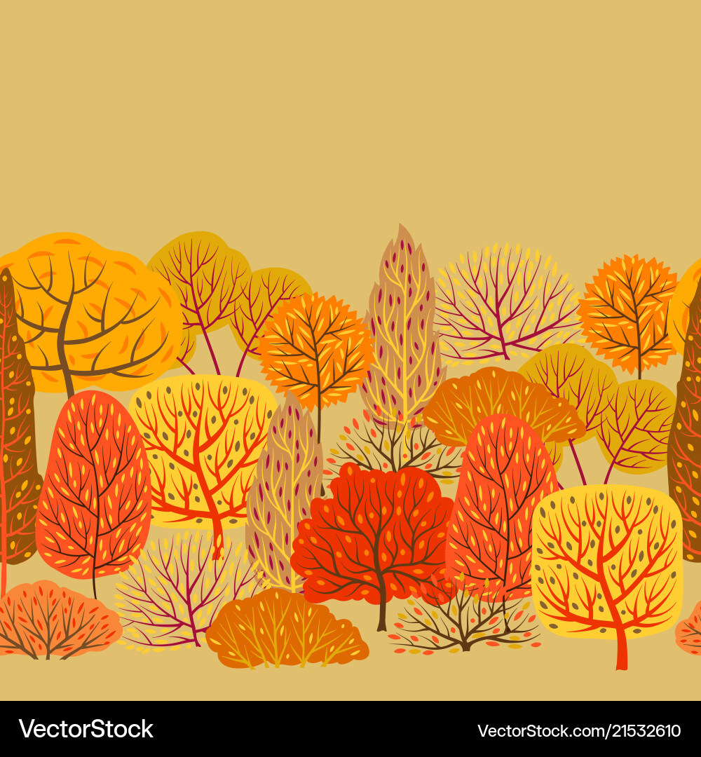 Seamless pattern with autumn stylized trees Seamless pattern with autumn stylized trees vector image