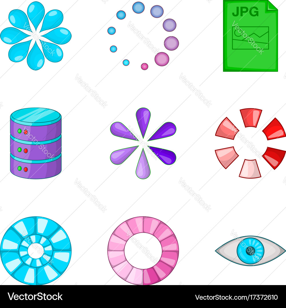 Server loading icon set cartoon style vector image