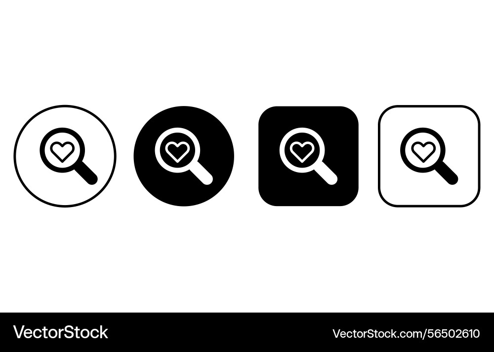 Set of buttons with magnifying glass lineart Set of buttons with magnifying glass lineart vector image