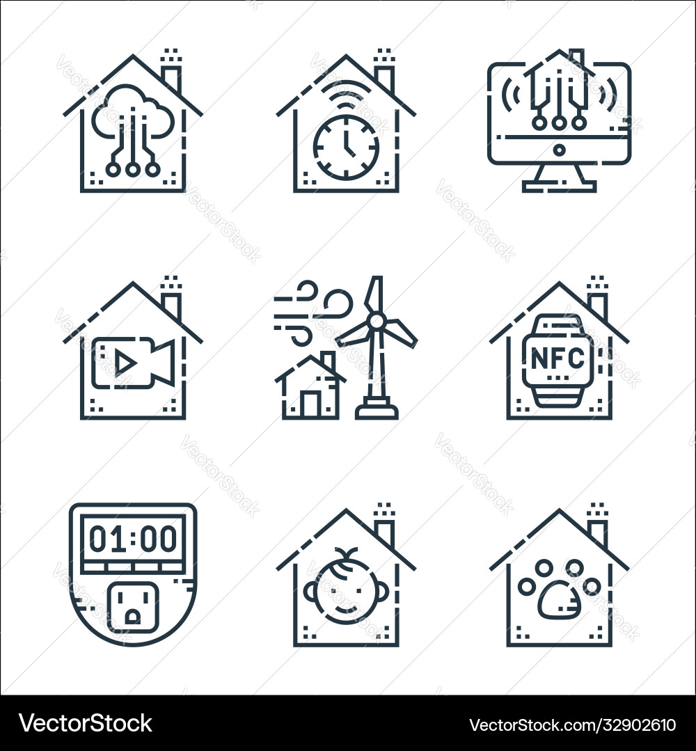 Smarthome line icons linear set quality Smarthome line icons linear set quality vector image
