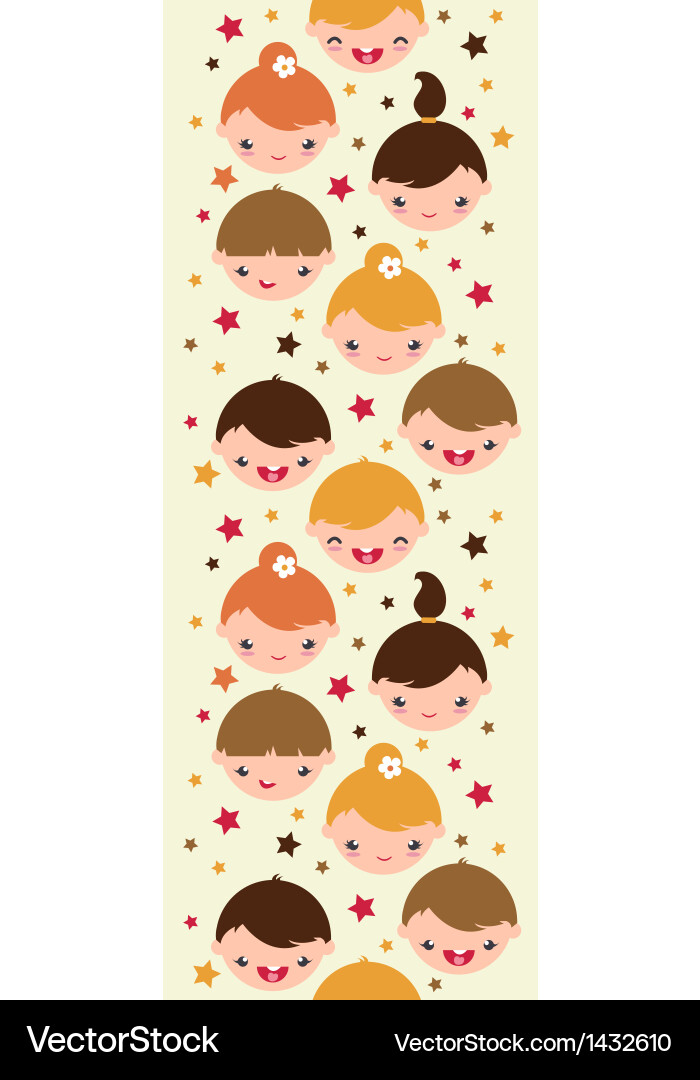 Smiling children vertical seamless pattern vector image