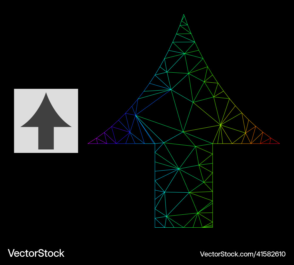 Spectrum gradient polygonal net up arrow icon Spectrum gradient polygonal net up arrow icon vector image