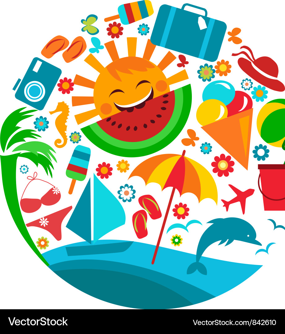 Summer Vacation Icon Set Royalty Free Vector Image