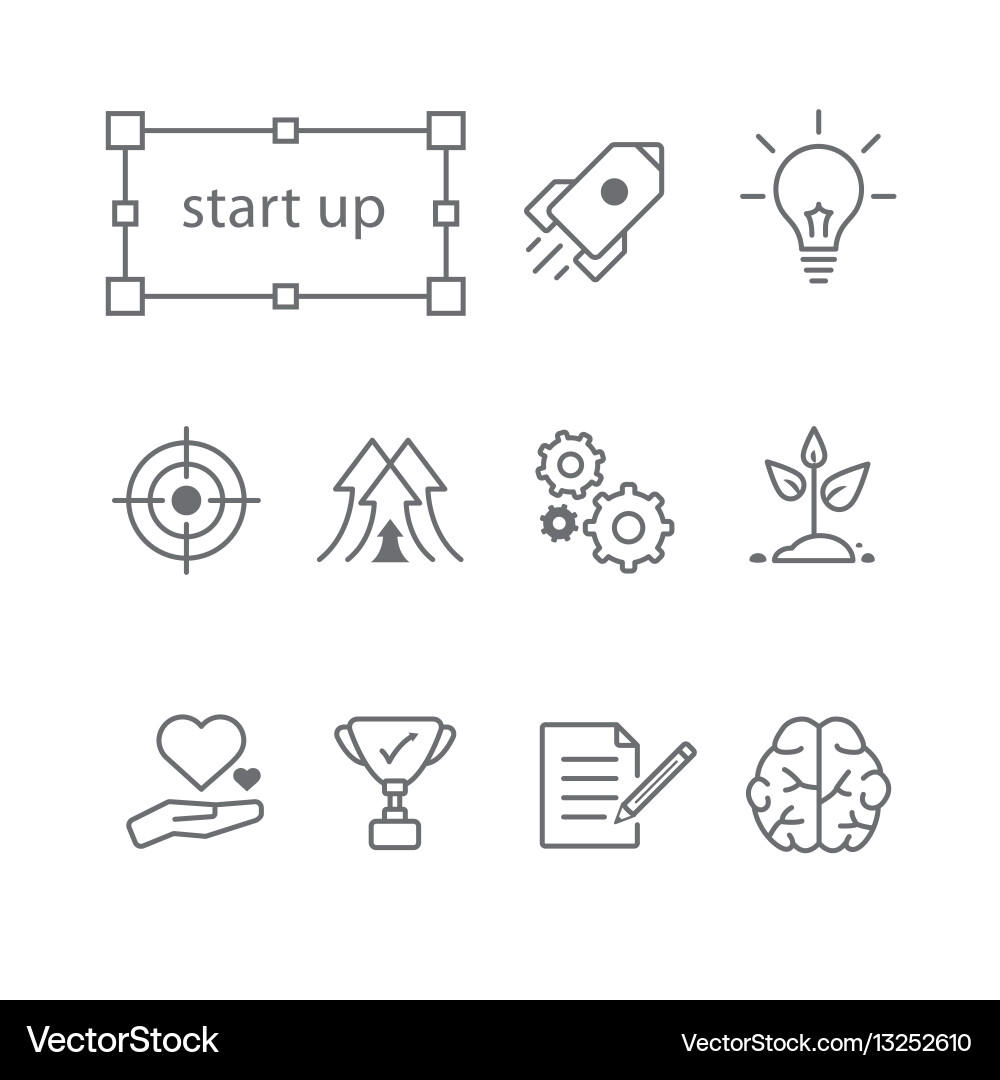 Thin line icons set start up Thin line icons set start up vector image