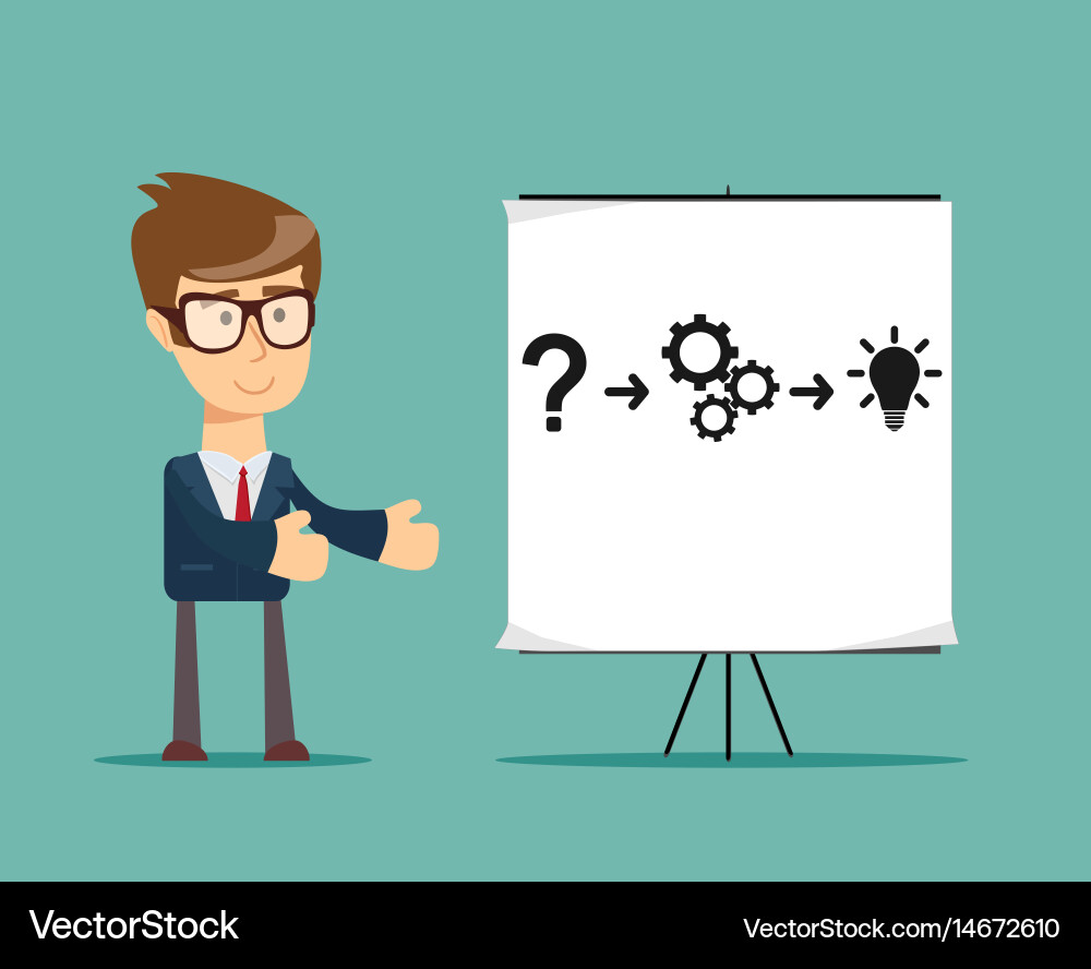 Thinking businessman solving a problem vector image