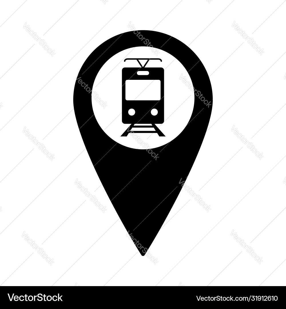Tram icon on map pointer sign navigation symbol Tram icon on map pointer sign navigation symbol vector image
