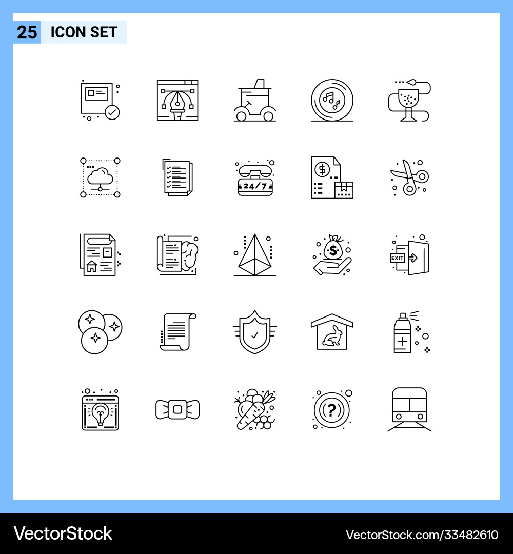 User interface pack 25 basic lines song Vector Image