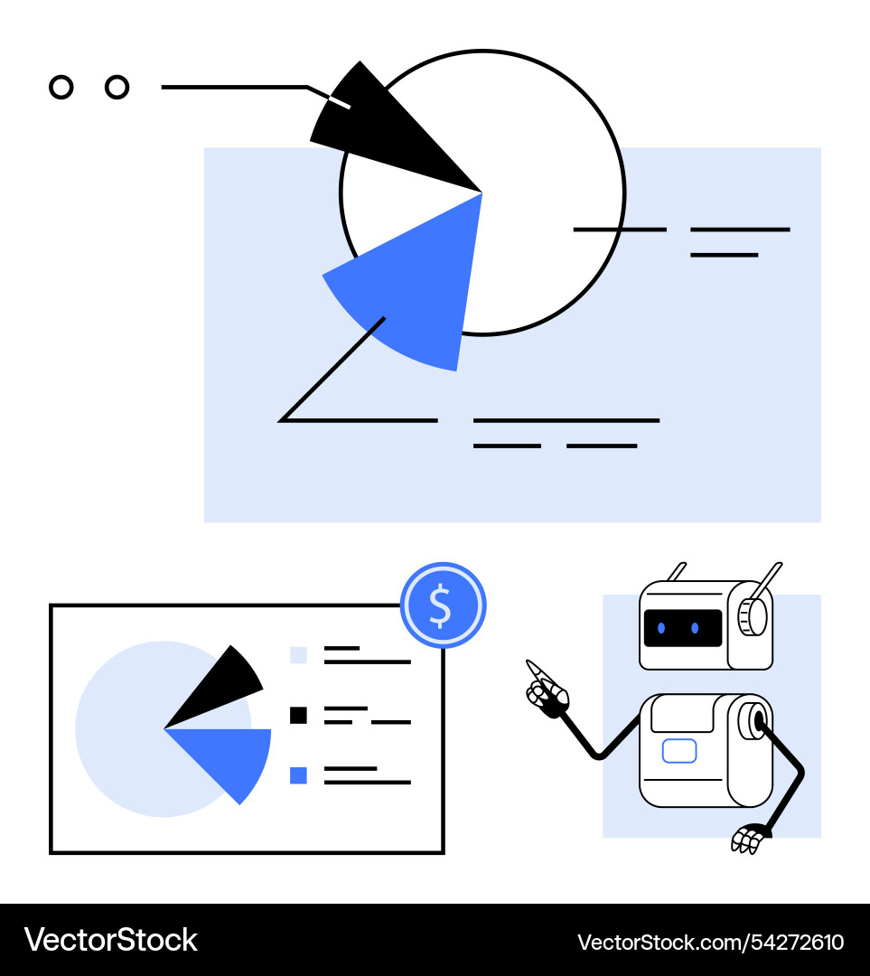 Visual data analytics with a robot assistant Visual data analytics with a robot assistant vector image