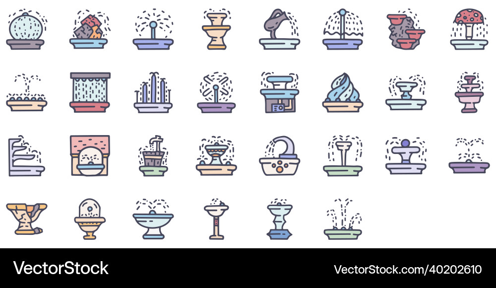Water fountains color doodle simple icon Water fountains color doodle simple icon vector image