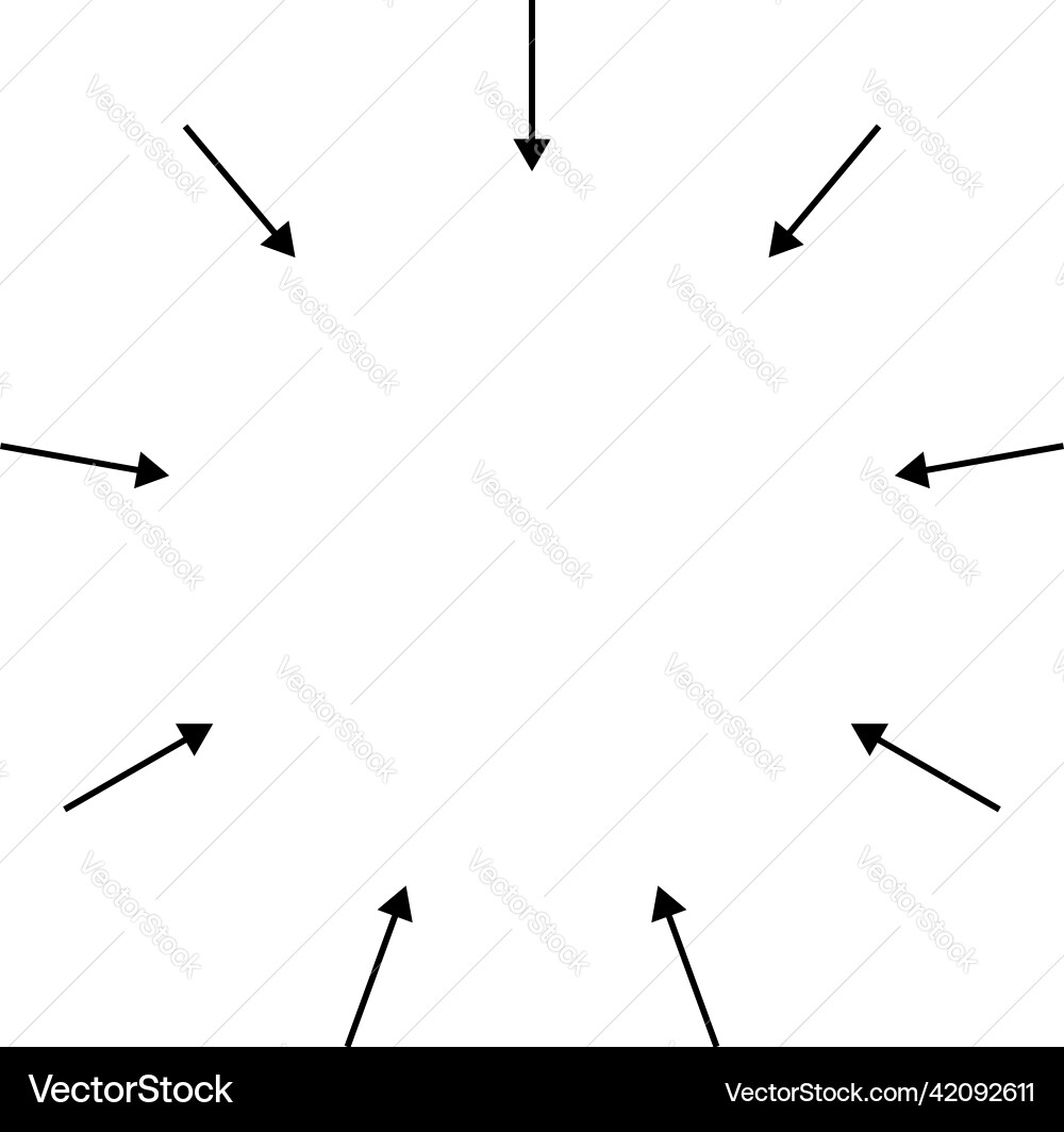 Arrows pointers inward collect intermix gather Vector Image